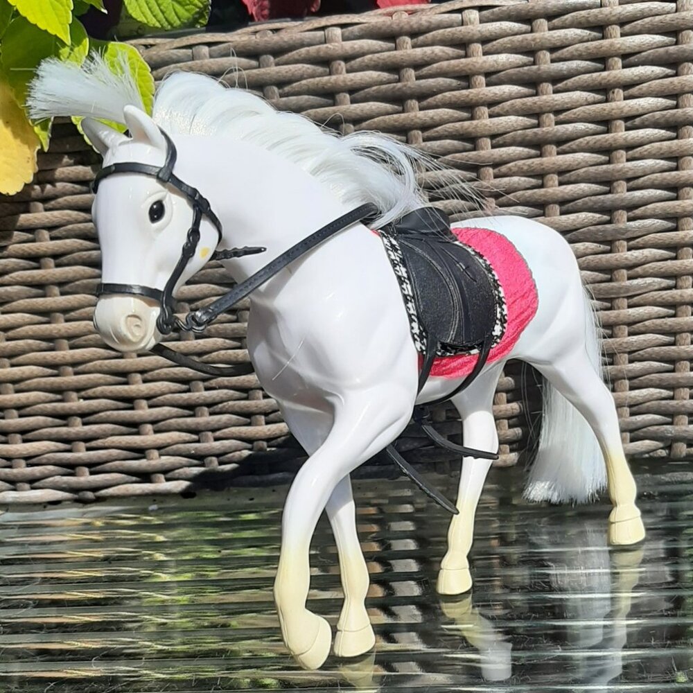 Battat Our Generation White Horse Lipizzaner Saddle Bridal 6.5" H 8"L